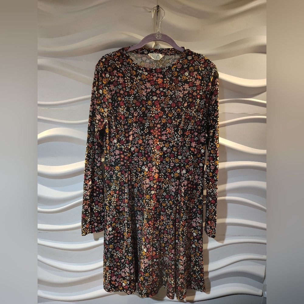 Pre-owned Primark Floral Long Sleeve Dress Size M(8-10)
